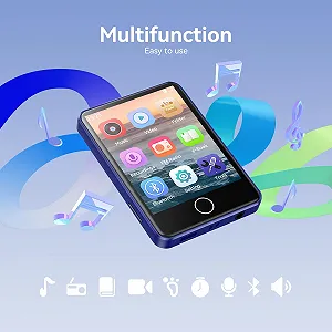 MP3-плеер AGPTEK 64GB Bluetooth 5.3 с 2,8-дюймовым полным сенсорным экраном, портативный HiFi с динамиком, FM-радио, электронная книга, линейная запись, поддержка до 128 GB, темно-синий synthetic.ua - Фото 1