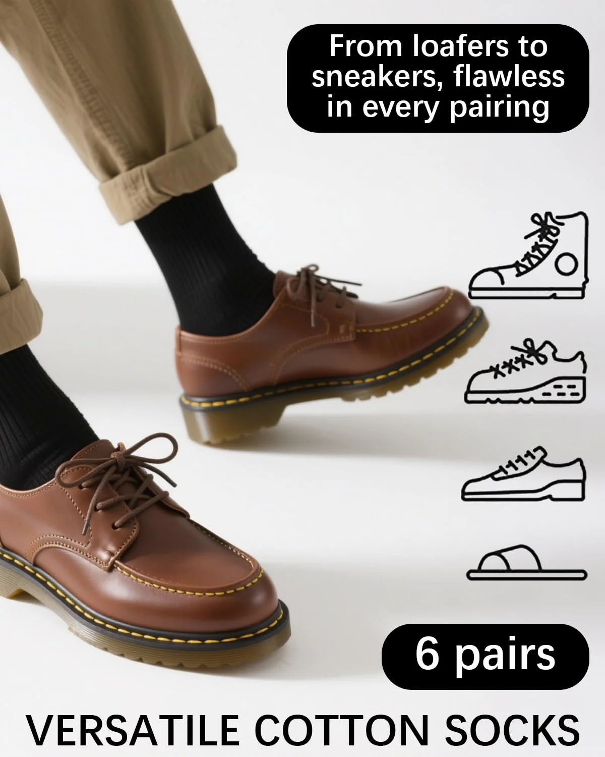 Носки Хлопковые Тонкие Спортивные Женские (6 пар), фото №3 Носки Хлопковые Тонкие Спортивные Женские (6 пар), фото №3