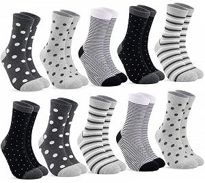 Носки Женские Разноцветные в полоску и горошек, 10 пар, размер 39-42/35-38 - Фото 1