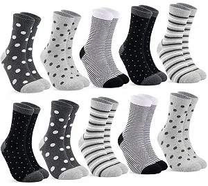 Носки Женские Разноцветные в полоску и горошек, 10 пар, размер 39-42/35-38 - Фото 1