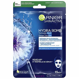 Тканинна маска Garnier Hydra Bomb Нічна для втомленої та чутливої шкіри - Фото 1