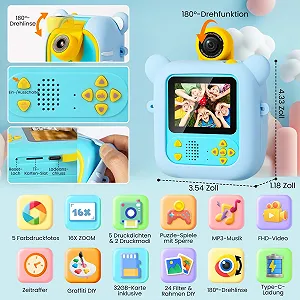 Камера мгновенной печати M2 2.4 дюйма 1080P 180° 32 GB 7 рулонов бумаги synthetic.ua - Фото 1