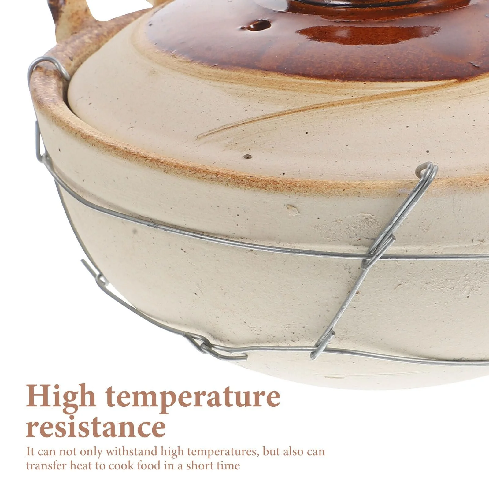 Кастрюля Toyvian терракотовая с толстой ручкой антипригарная термостойкая круглая, фото №5