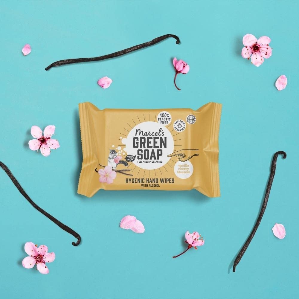 Вологі серветки Marcel's Green Soap гігієнічні для рук 60 шт Ваніль та Вишневий цвіт, фото №7
