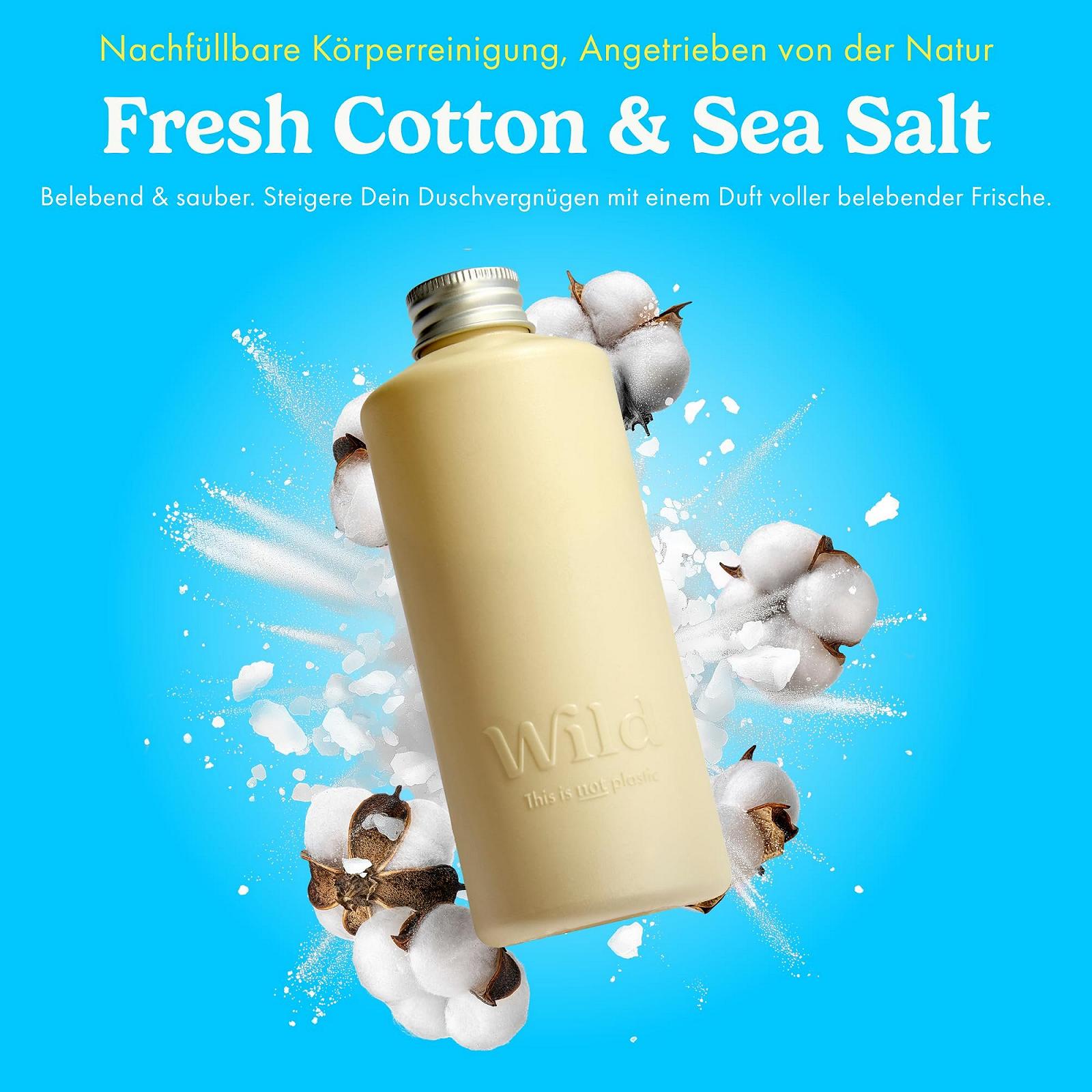 Стартовий набір гелів для душу Wild Natural Refillable у чорному футлярі та 3 змінні блоки Coconut & Vanilla, Fresh Cotton, Energise, фото №7 Стартовий набір гелів для душу Wild Natural Refillable у чорному футлярі та 3 змінні блоки Coconut & Vanilla, Fresh Cotton, Energise, фото №7