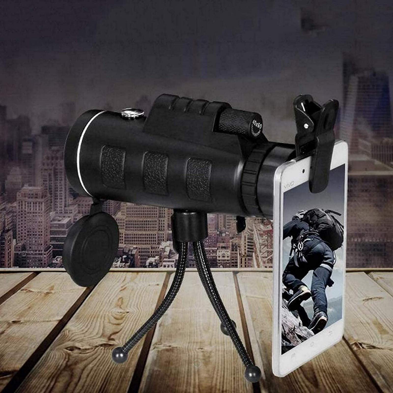 Монокуляр DERBUT BAK4 Prism Low NightScope 40X60 Телескоп тримач для смартфона, штатив, водонепроникний IPX7, фото №1