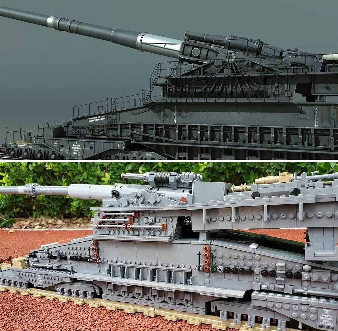 Набор для моделирования Auforua 3-в-1 с 3846 деталями и 8 фигурками WW2 Вагон Пушка Дора Зажимные блоки, фото №4