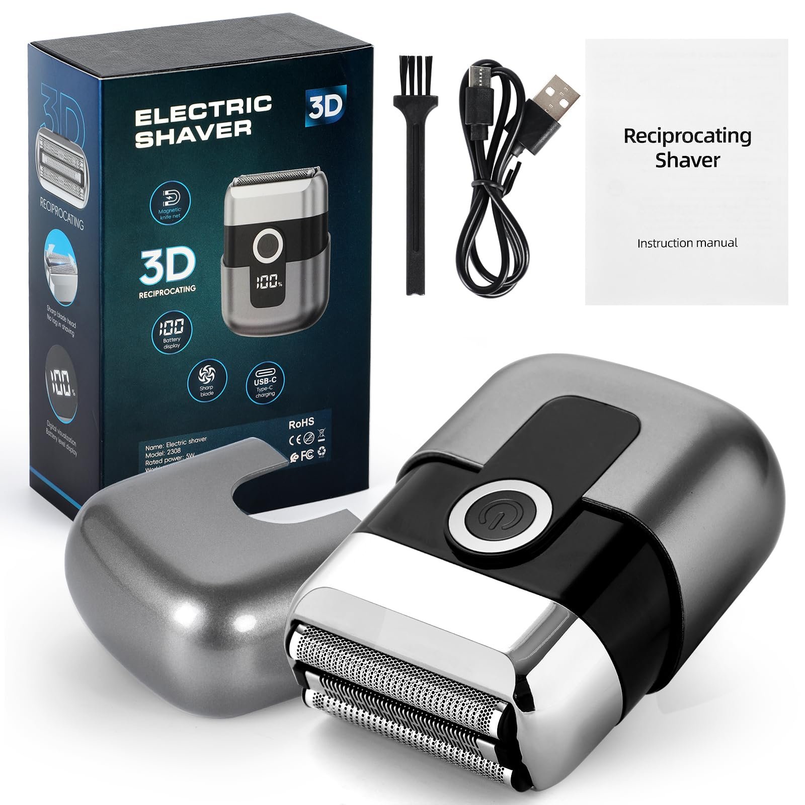 Мини-электробритва Mini Razor 3 Floating Blades LED Display IPX7 Waterproof Wet & Dry Anthracite, фото №1 Мини-электробритва Mini Razor 3 Floating Blades LED Display IPX7 Waterproof Wet & Dry Anthracite, фото №1