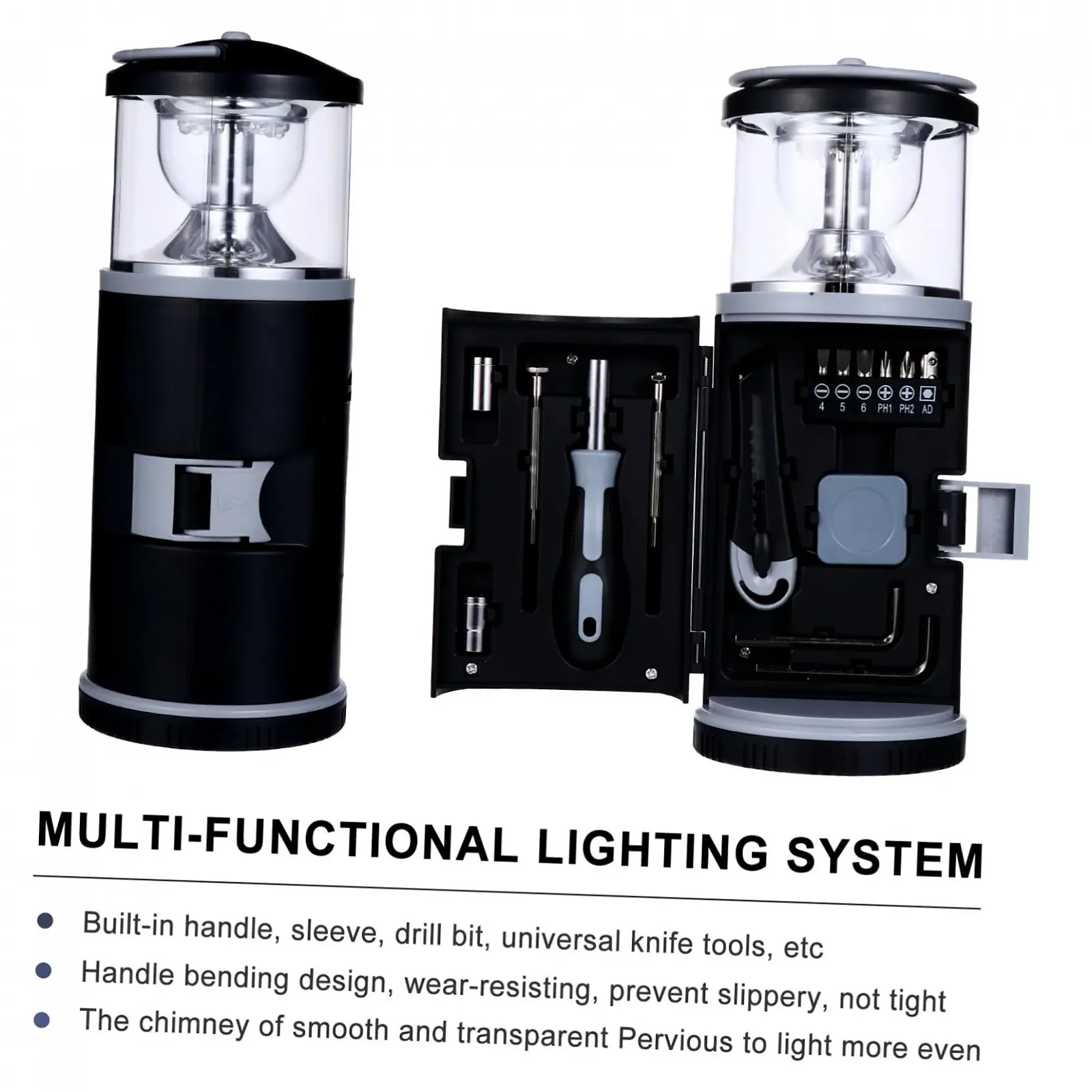 Фонарь-отвертка OSALADI Многофункциональный инструмент Мульти отвертка для кемпинга на открытом воздухе Фонарь для кемпинга Углеродистая сталь Бытовой, фото №2