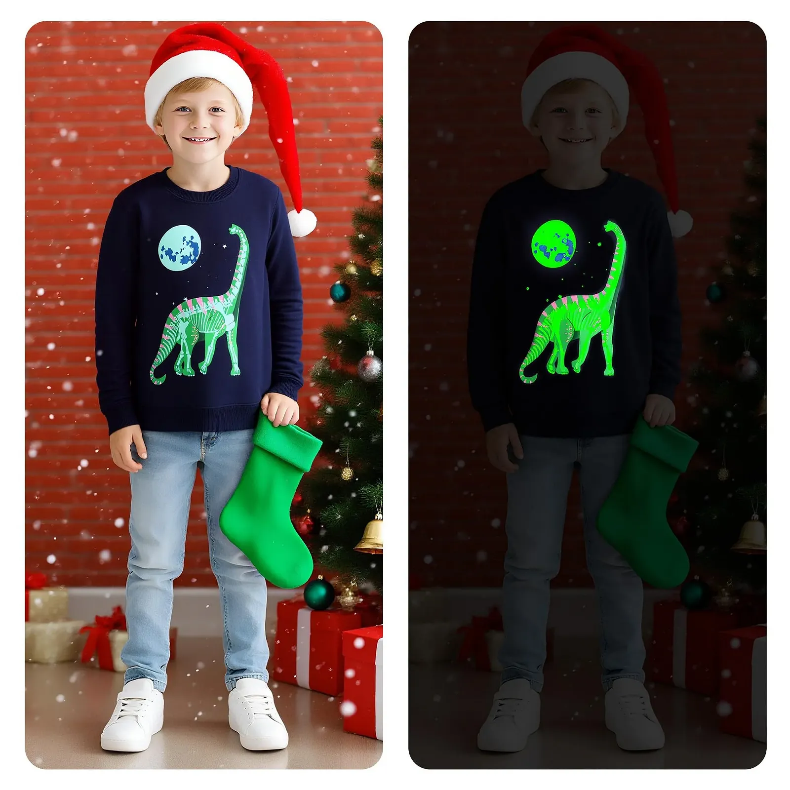 Свитшот Hoseay для мальчиков, светящийся в темноте, хлопковый пуловер, детская толстовка с динозавром, рубашка с длинными рукавами, мягкая активная одежда, уличная одежда, верхняя одежда на Хэллоуин, 2-7 лет, размер 92-122, фото №4