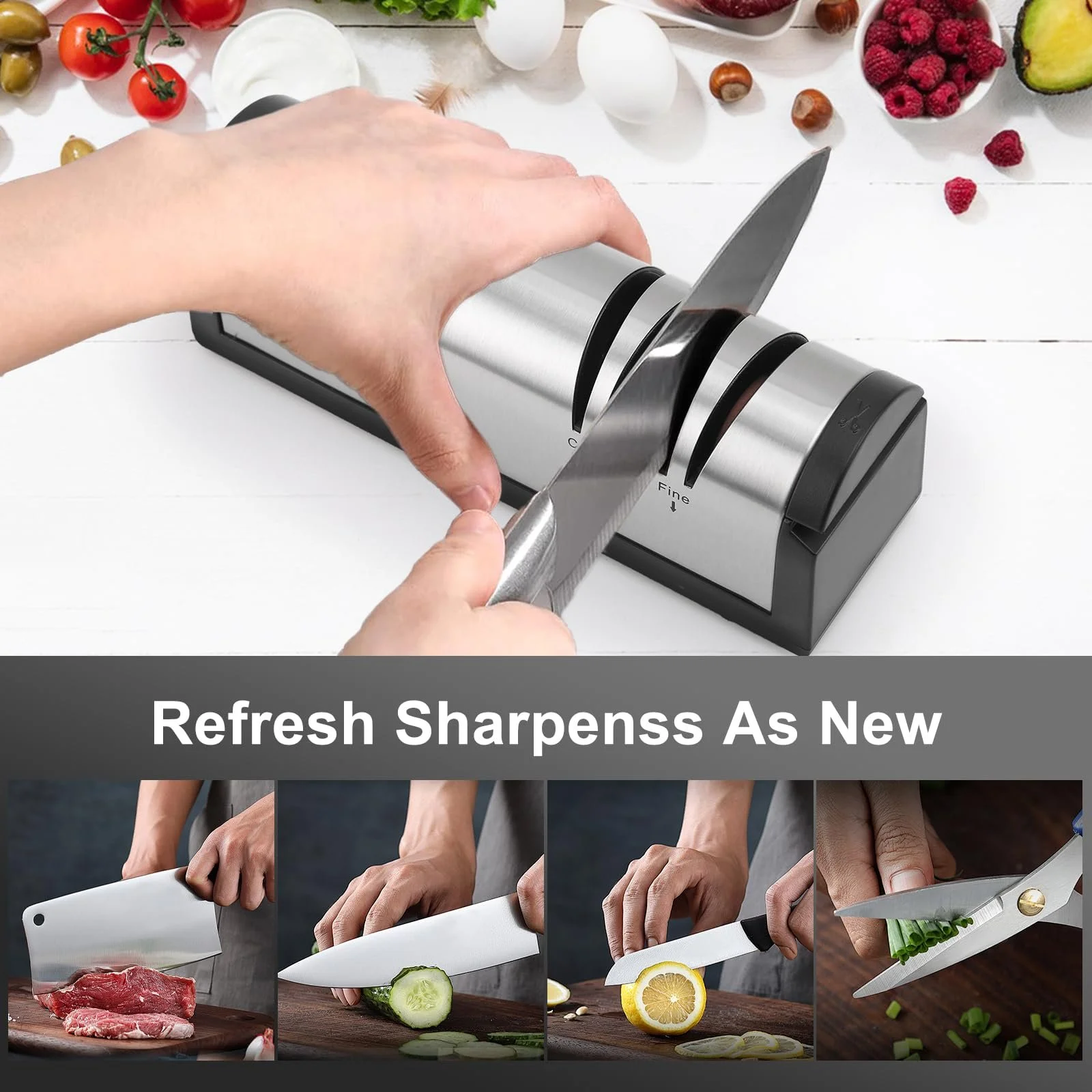 Електрична точилка для ножів NCONCO акумуляторна 2-ступінчаста нержавіюча сталь, фото №4