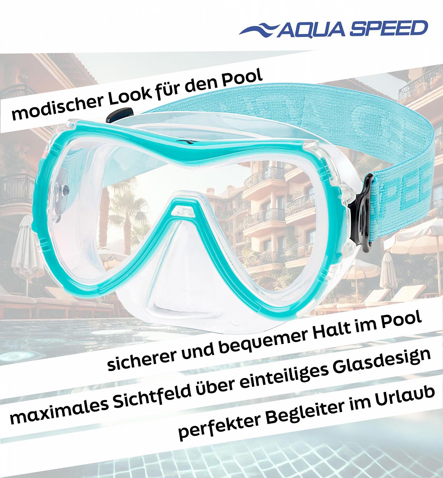 Маска для дайвінгу Aqua Speed RAY FS з тканинною пов'язкою на голову та загартованим склом для дорослих/молоді, фото №6