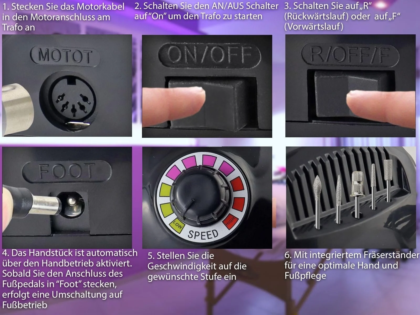 Професійний набір для манікюру та педикюру 25 000 обертів і технологією швидкого зняття, фото №3