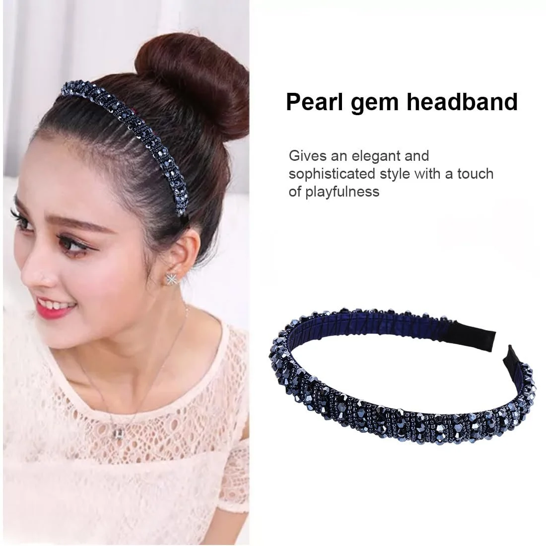 Жіночий обруч для волосся з кристалами, фото №6