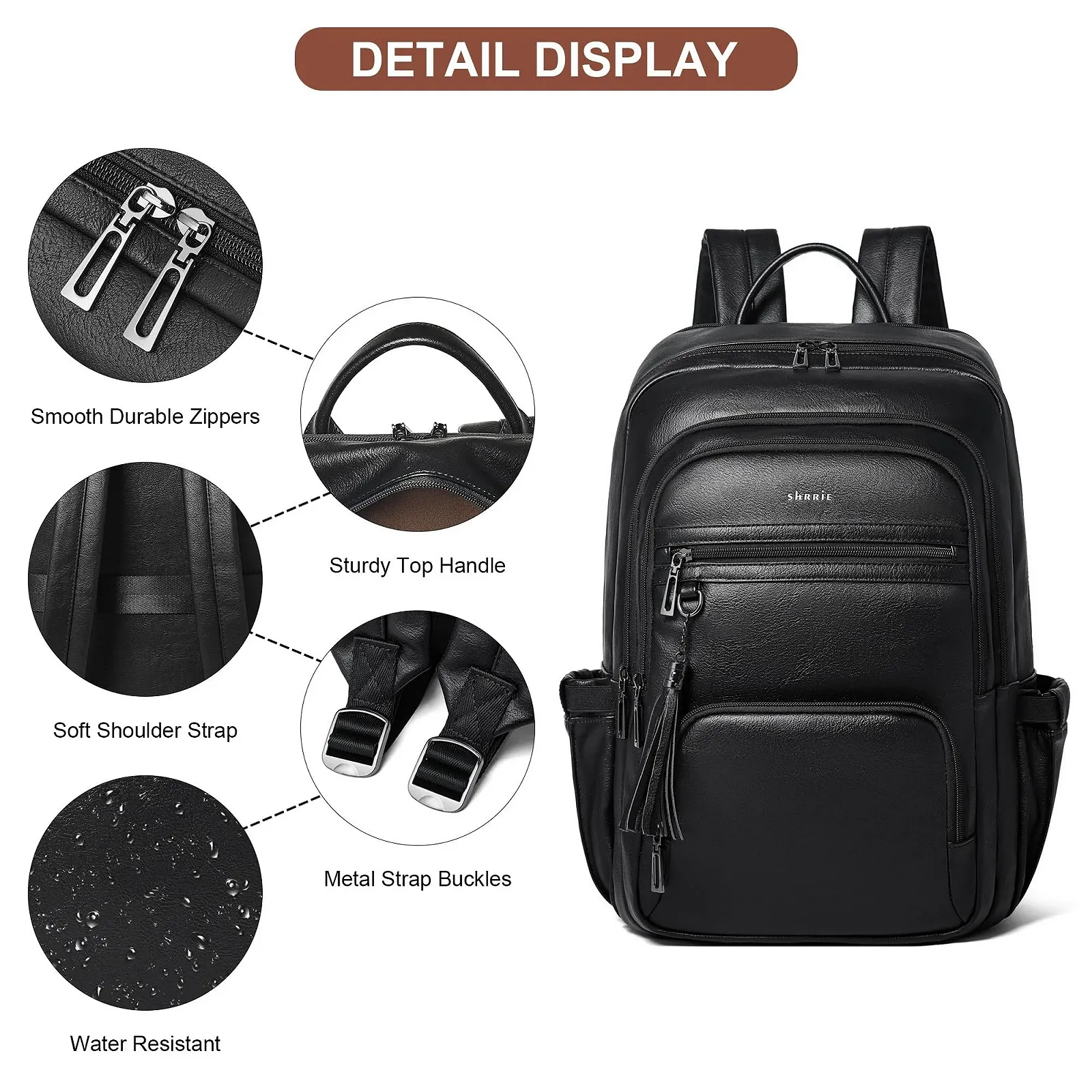 Рюкзак для ноутбука Shrrie 17" 28 л Vegan Leather USB Black, фото №8 Рюкзак для ноутбука Shrrie 17" 28 л Vegan Leather USB Black, фото №8