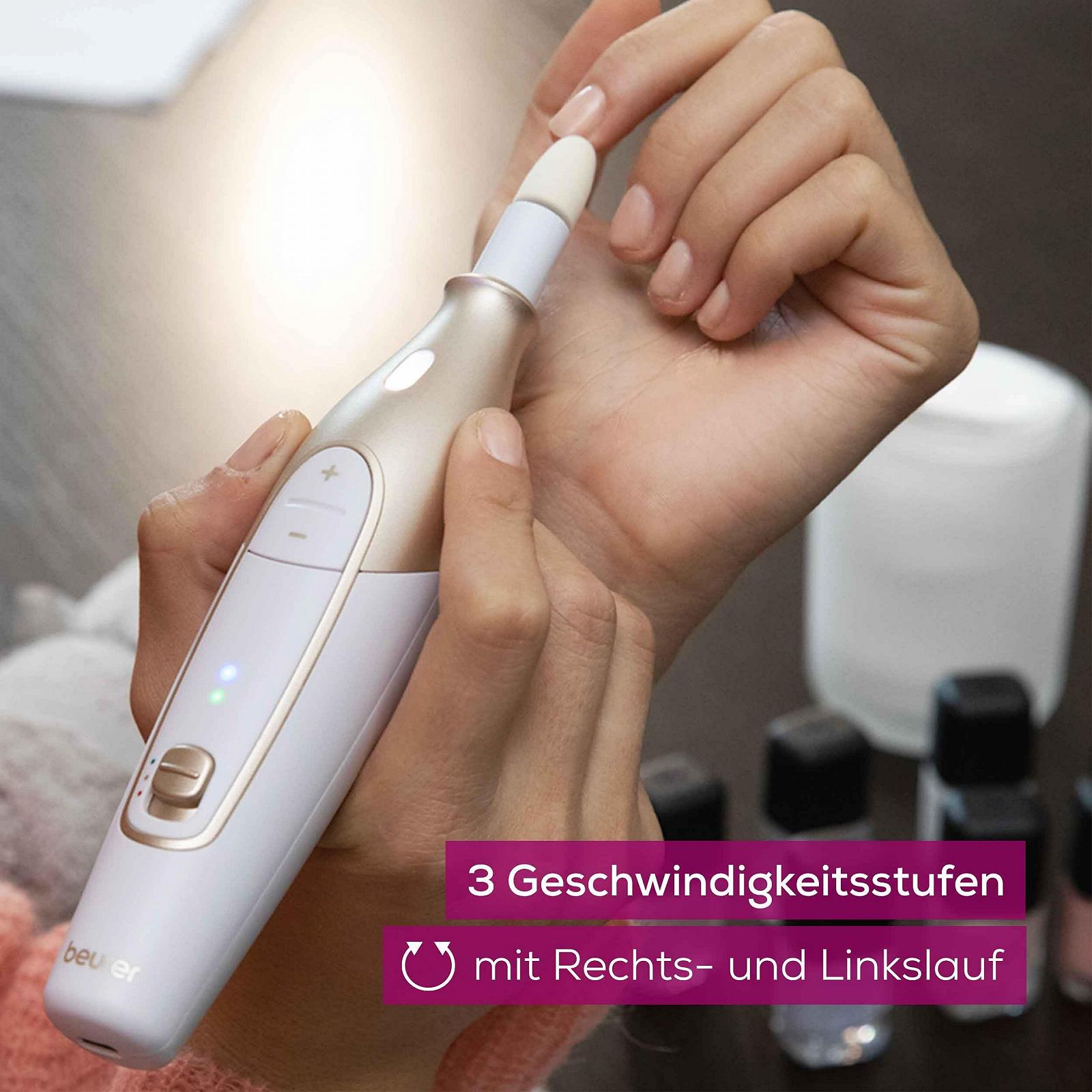 Електричний набір для манікюру / педикюру Beurer MP 62 з 10 насадками, LED підсвіткою та сумкою для зберігання, фото №5