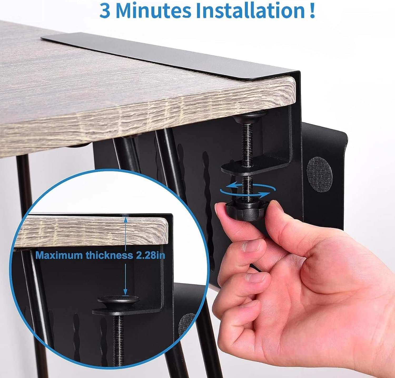 Настольный органайзер Держатель для ноутбука Боковое хранилище Регулируемый по высоте Под стол Боковое хранилище с магнитным держателем для ручек и отверстиями для охлаждения Черный, фото №4