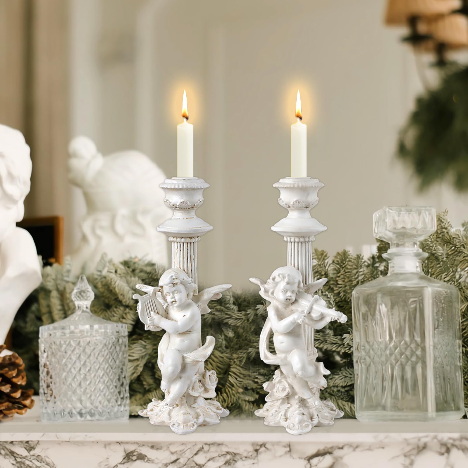 Свічник фігура ангела 1 пара смоляна грецька колона висока, фото №7 Свічник фігура ангела 1 пара смоляна грецька колона висока, фото №7