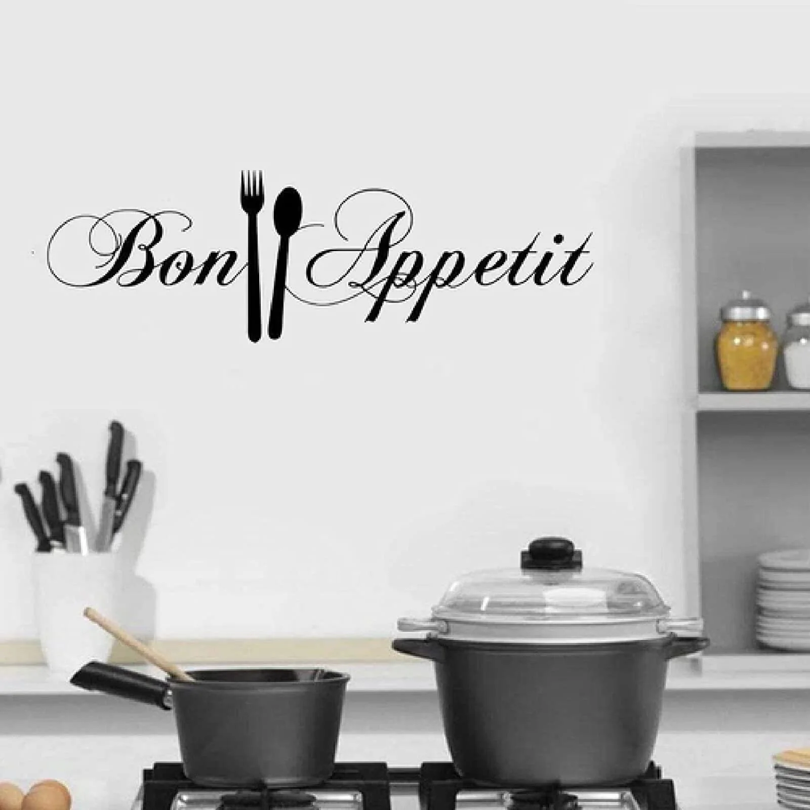 Наклейка на стену Bon Appetit Quote 58 x 18 см черный, фото №1