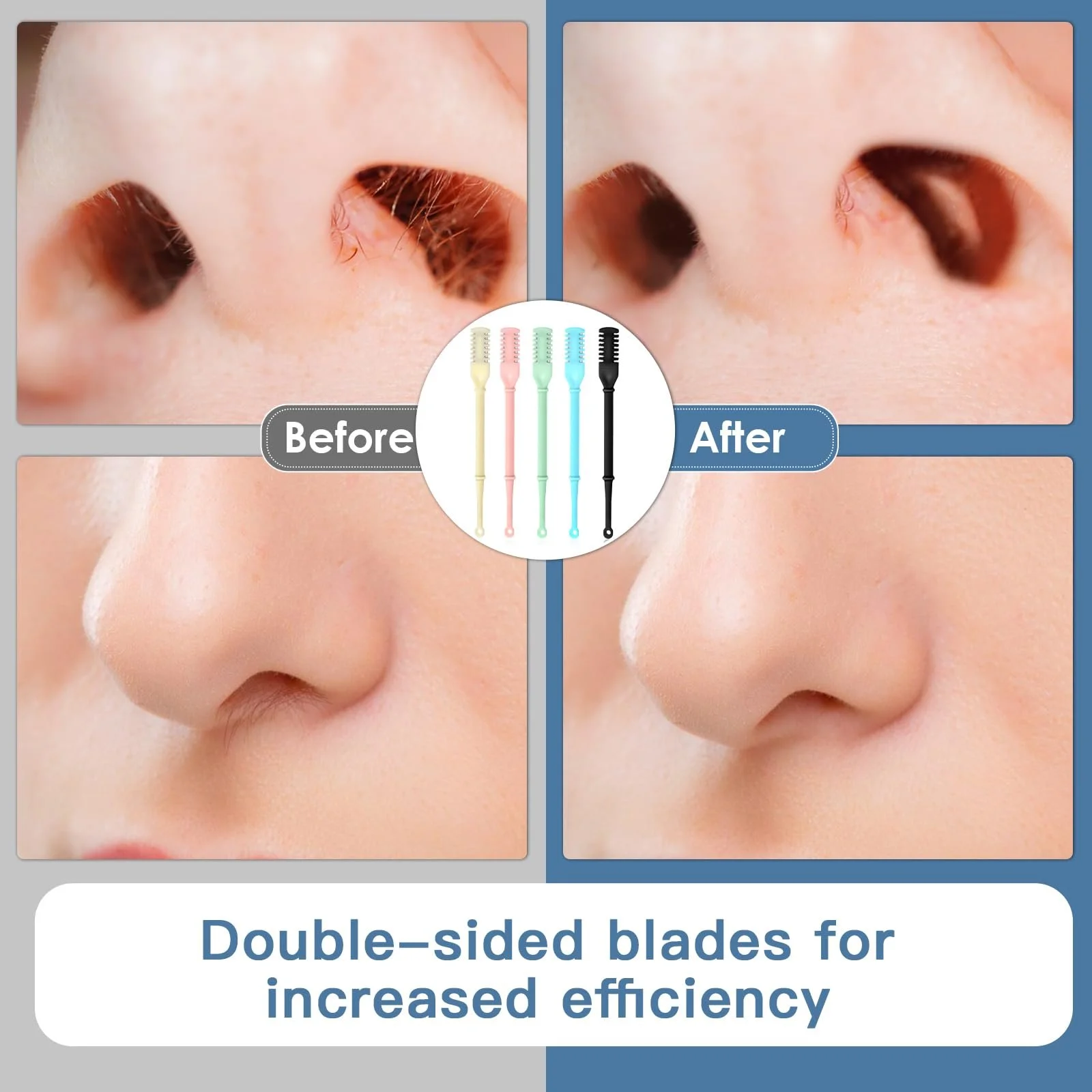Тример Andibro 5 x 2-в-1 Носовий Мануальний Обертовий Інструмент для Видалення Носового Волосся 360° Обертовий З Двосторонніми Насадками З Вушними Інструментами Для Жінок І Чоловіків, фото №7