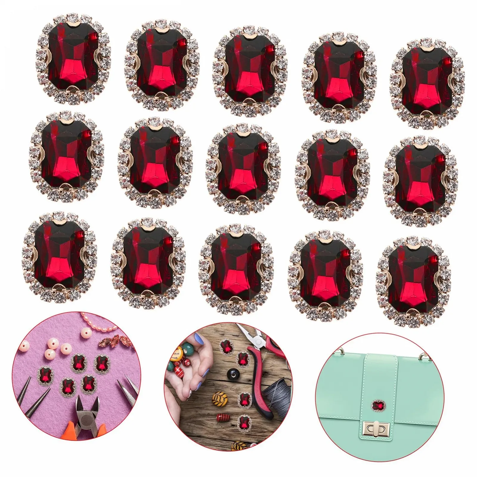 Стрази Паковання з 20 штук для прикрашання чохлів телефонів, одягу, червоний мідний, фото №8