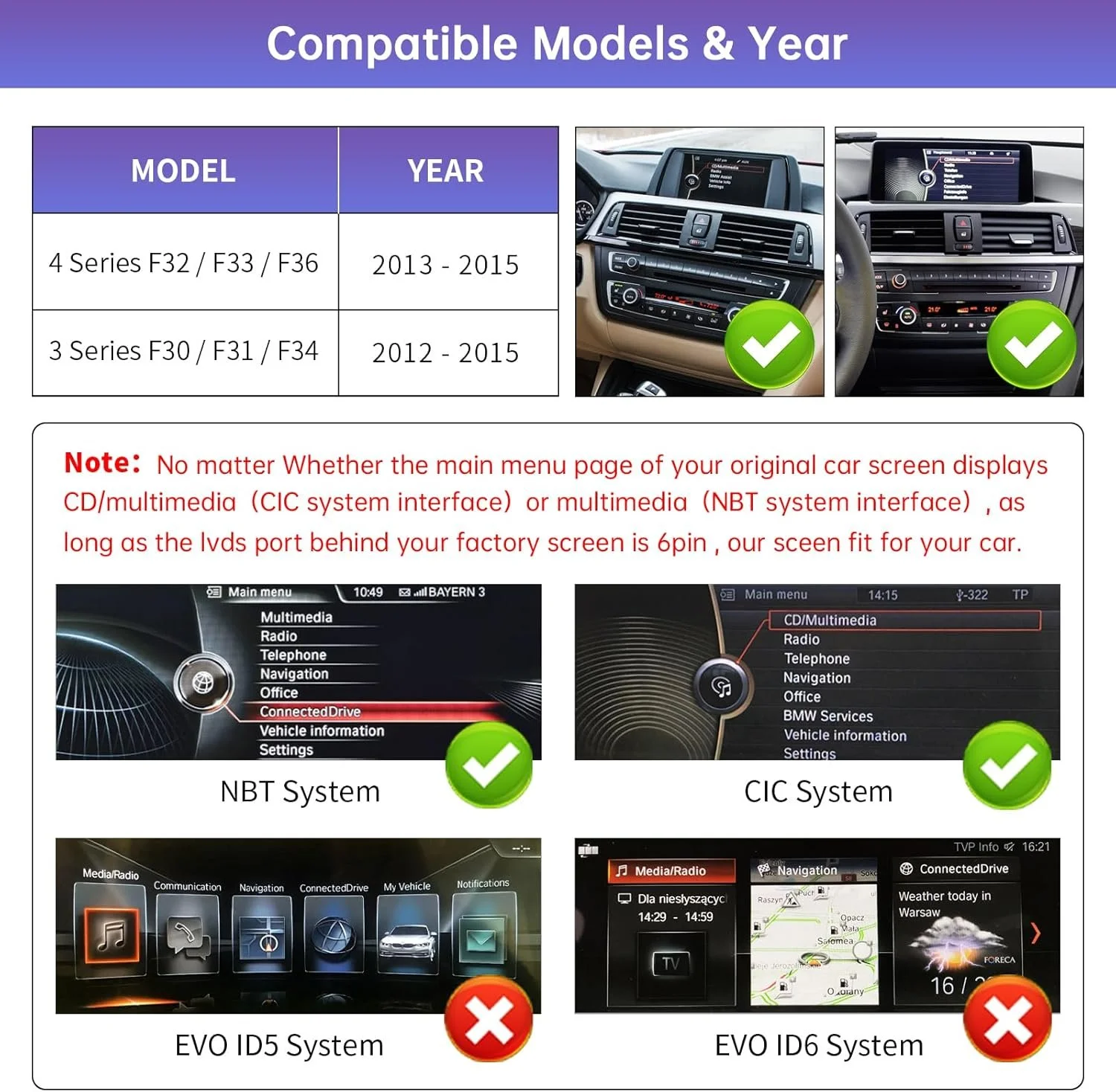 Штатная автомагнитола Road Top для BMW 3 4 Series F30-F36 2012-2015 / 10.25" / Сенсорная / Apple CarPlay / Android Auto / Bluetooth / WI-FI / GPS / USB, фото №2