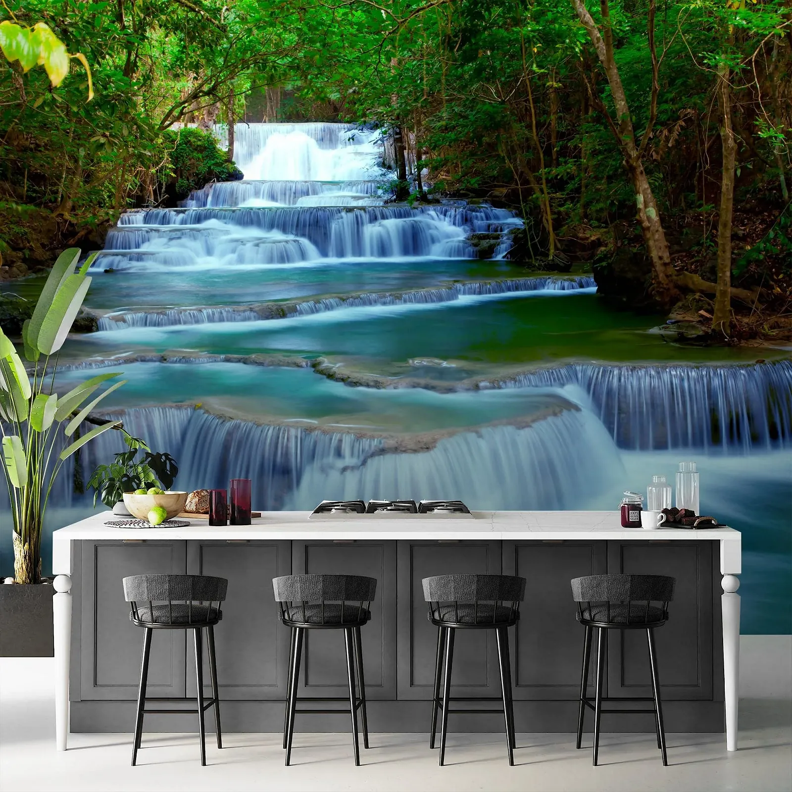 Фотообои Runa Art Waterfall Флизелиновые 352 x 250 см Зеленые/Голубые 9036011b, фото №7