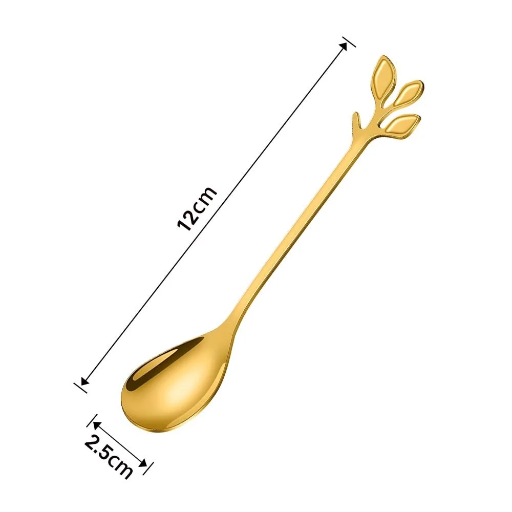 Ложка чайна Ateweita, нержавіюча сталь, 12 cm, з дизайном листя, набір 12 штук, фото №7 Ложка чайна Ateweita, нержавіюча сталь, 12 cm, з дизайном листя, набір 12 штук, фото №7