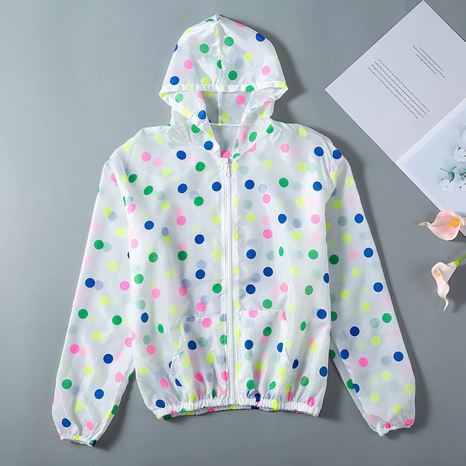 Жіноча куртка Прозора із сонцезахисним принтом на блискавці Тонка літня з капюшоном, фото №2 Жіноча куртка Прозора із сонцезахисним принтом на блискавці Тонка літня з капюшоном, фото №2