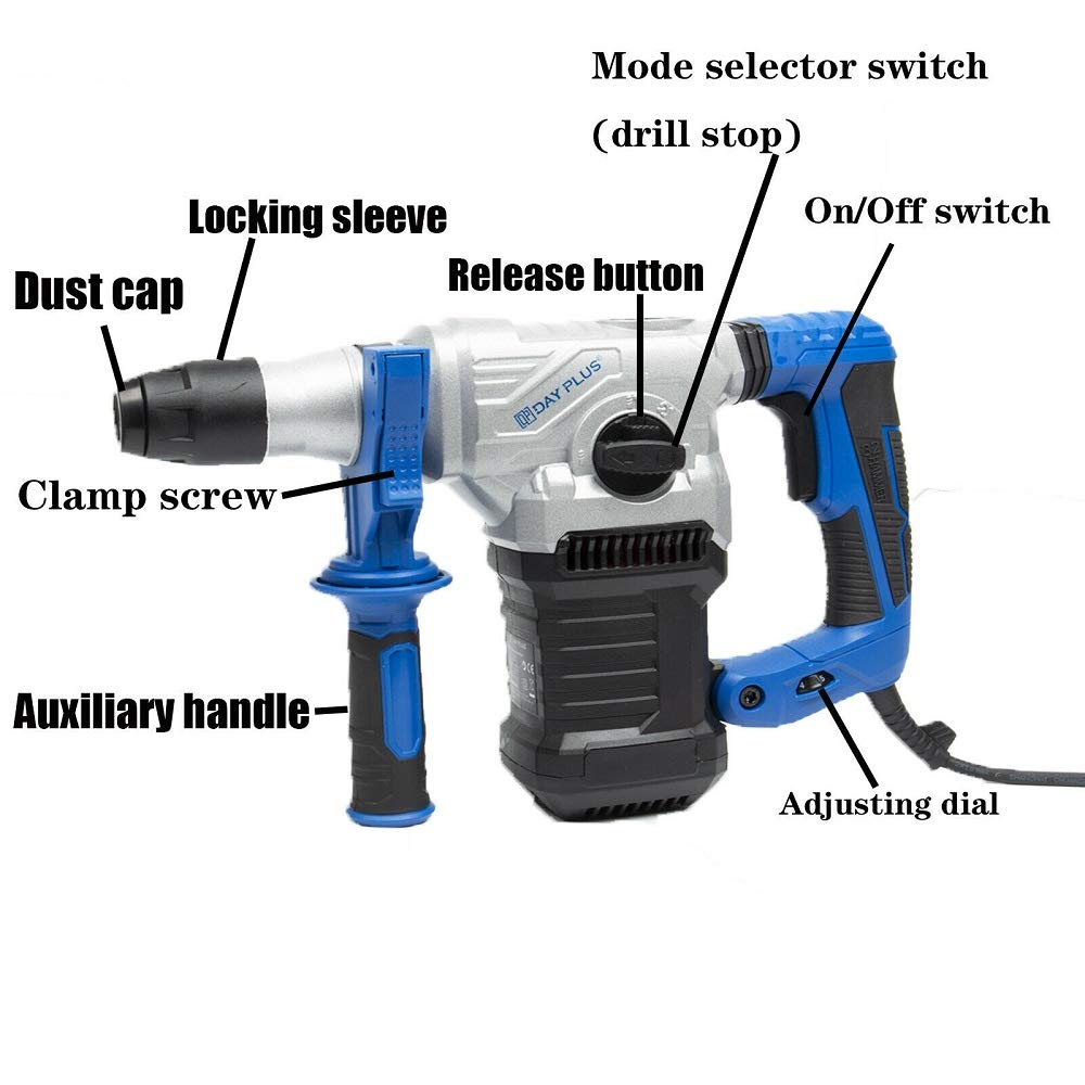 Електричний перфоратор Concrete Drill Breaker Kit Air Hammer Tool SDS Plus 1500 Вт Cord, фото №3