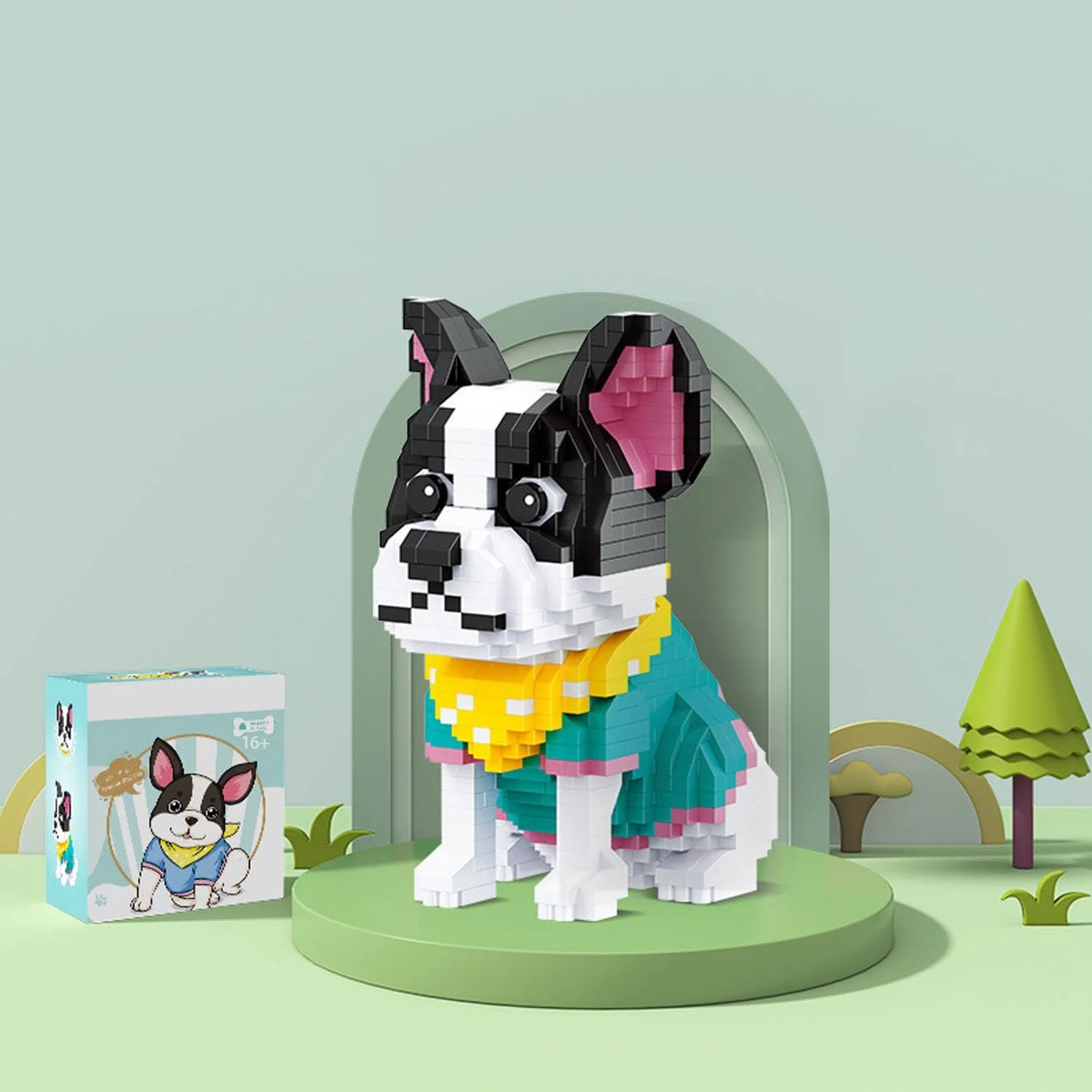 Мікроблоки для конструювання Милий песик YILETKC Французький бульдог 917 деталей, фото №6