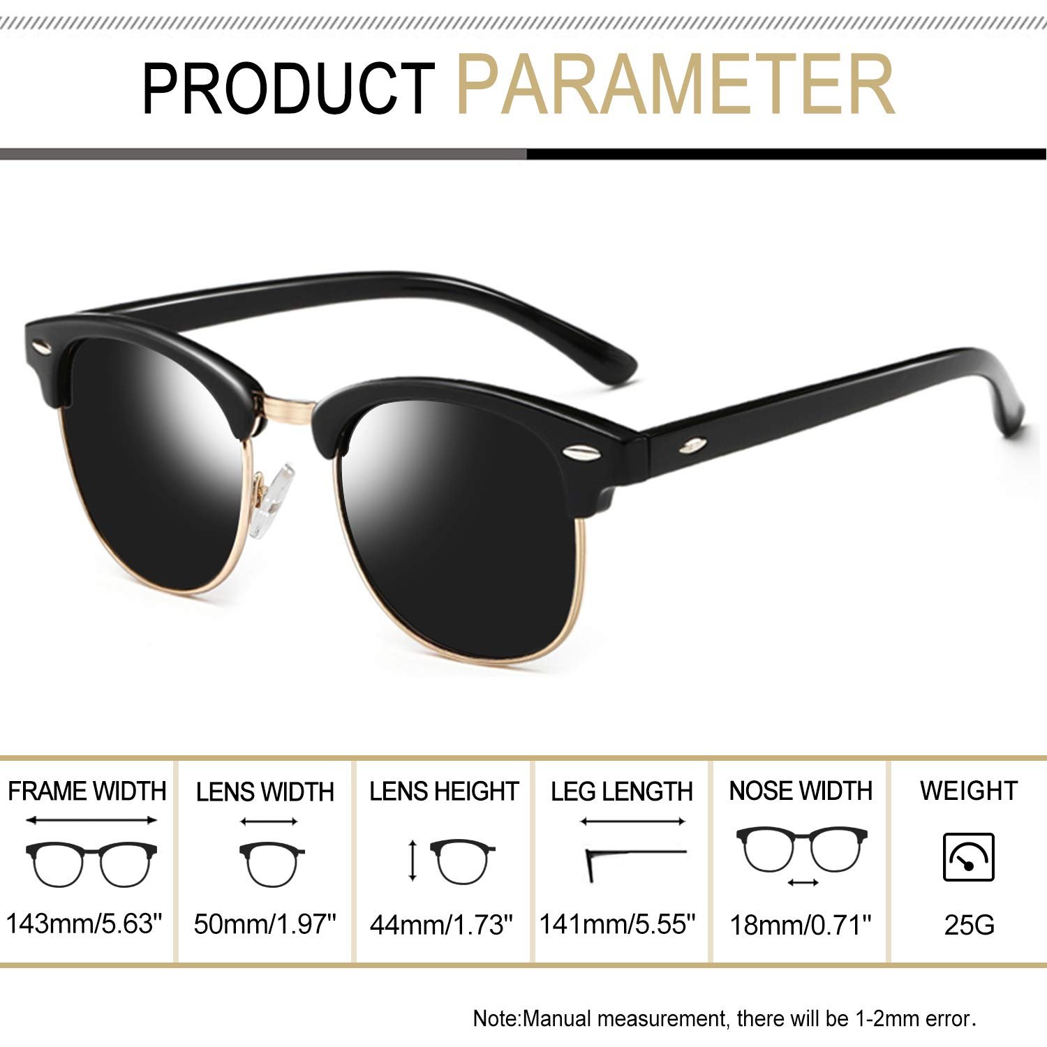 Сонцезахисні окуляри Joopin Класичні напіврамні Чоловічі Поляризовані та Ретро, фото №4