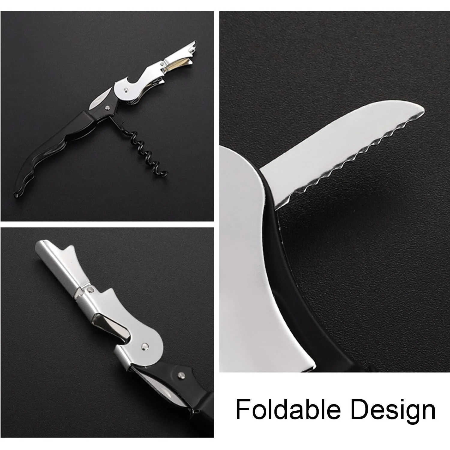 Штопор Jinpojun Багатофункціональний з нержавіючої сталі Чорний, фото №2