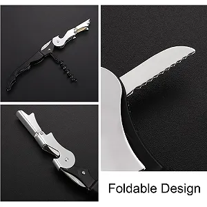 Штопор Jinpojun Багатофункціональний з нержавіючої сталі Чорний synthetic.ua - Фото 1