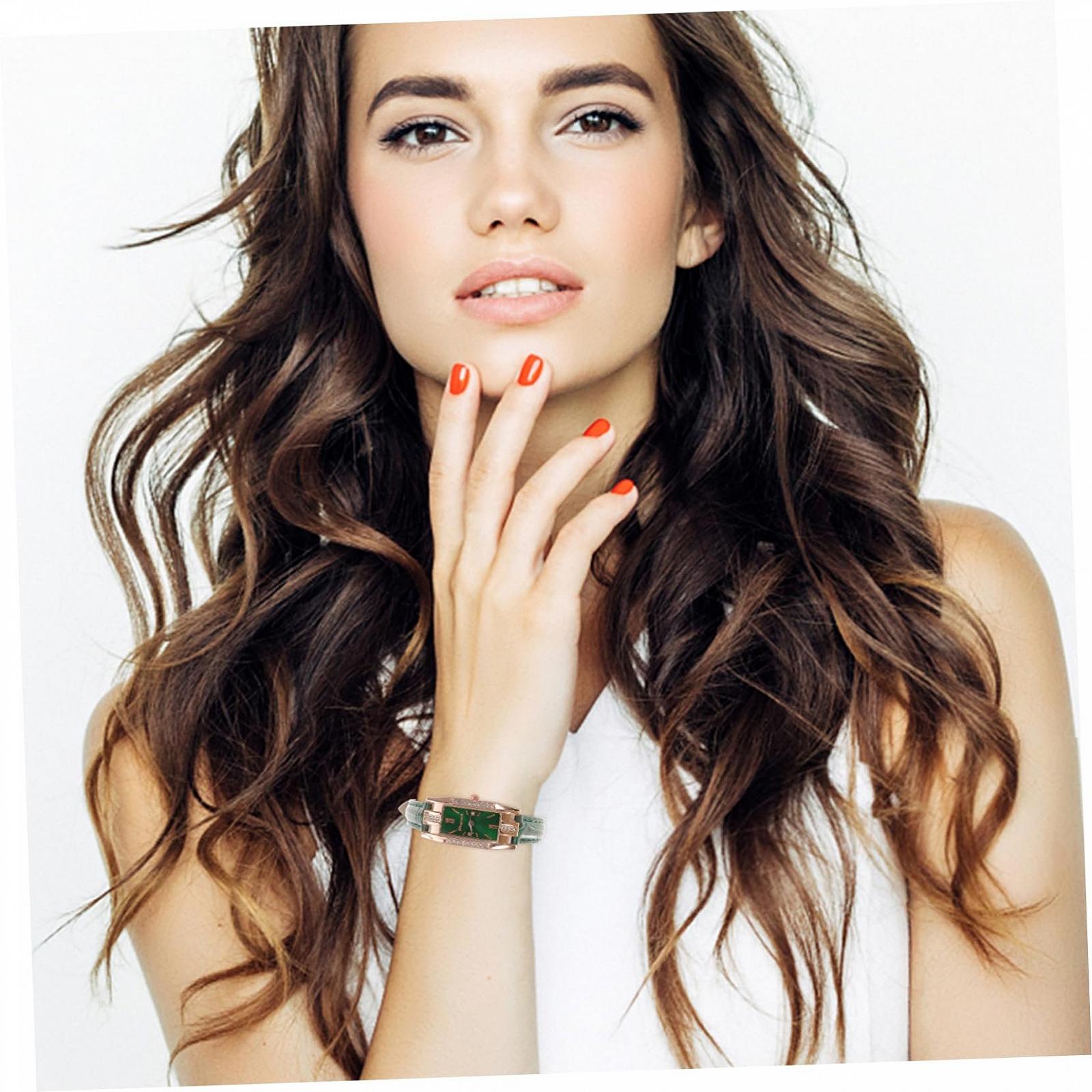 Часы женские кварцевые PartyKindom с римскими цифрами зеленые, фото №6