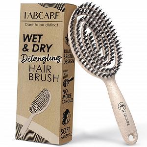 Кругла щітка FABCARE з щетиною кабана Organic Hair Brush Wild Boar Bristles для розплутування волосся - Фото 1