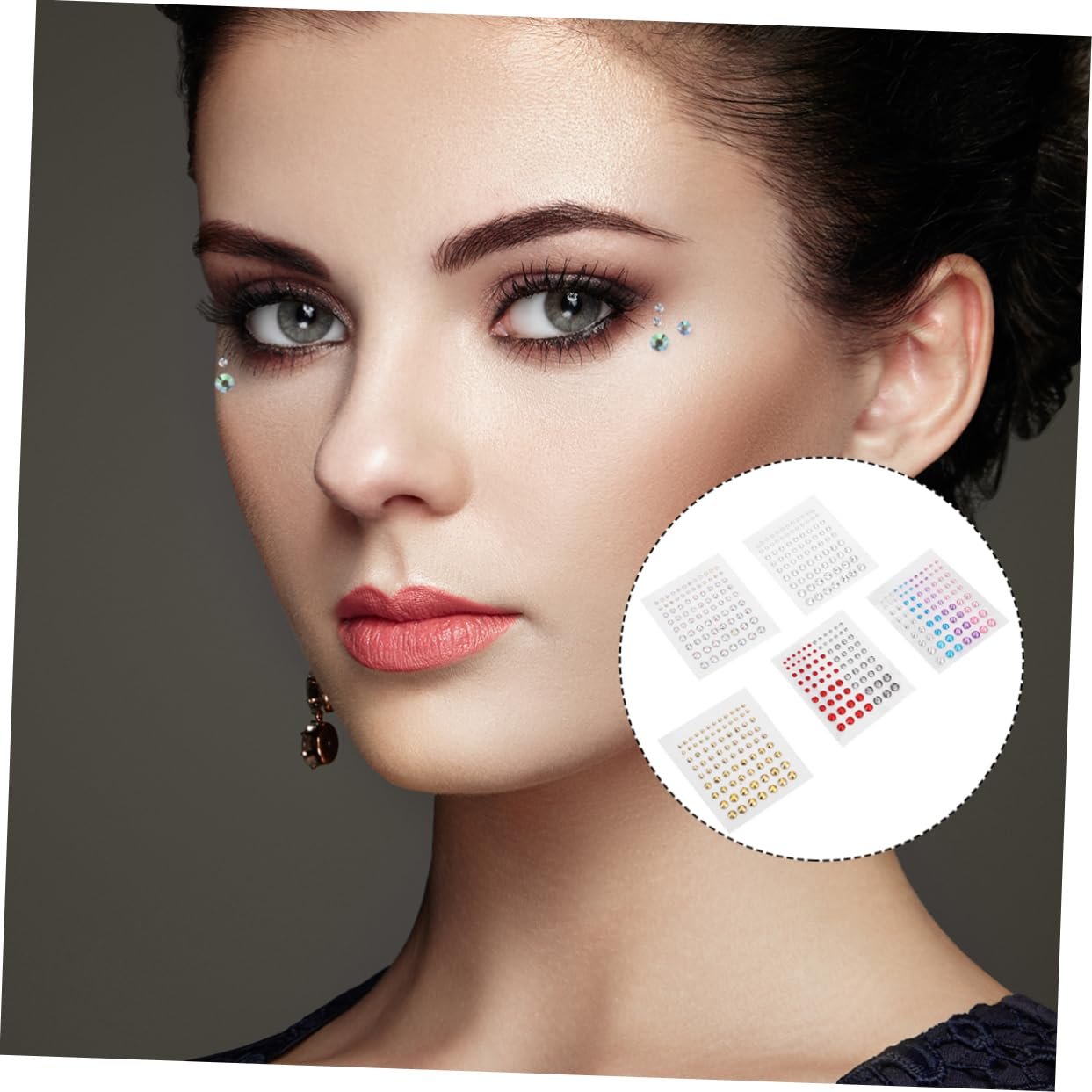 Стразы EXCEART акриловые 10 листов для лица и декора, самоклеящиеся наклейки для маскарада, дня рождения и прочего для креативных дизайнов, фото №2