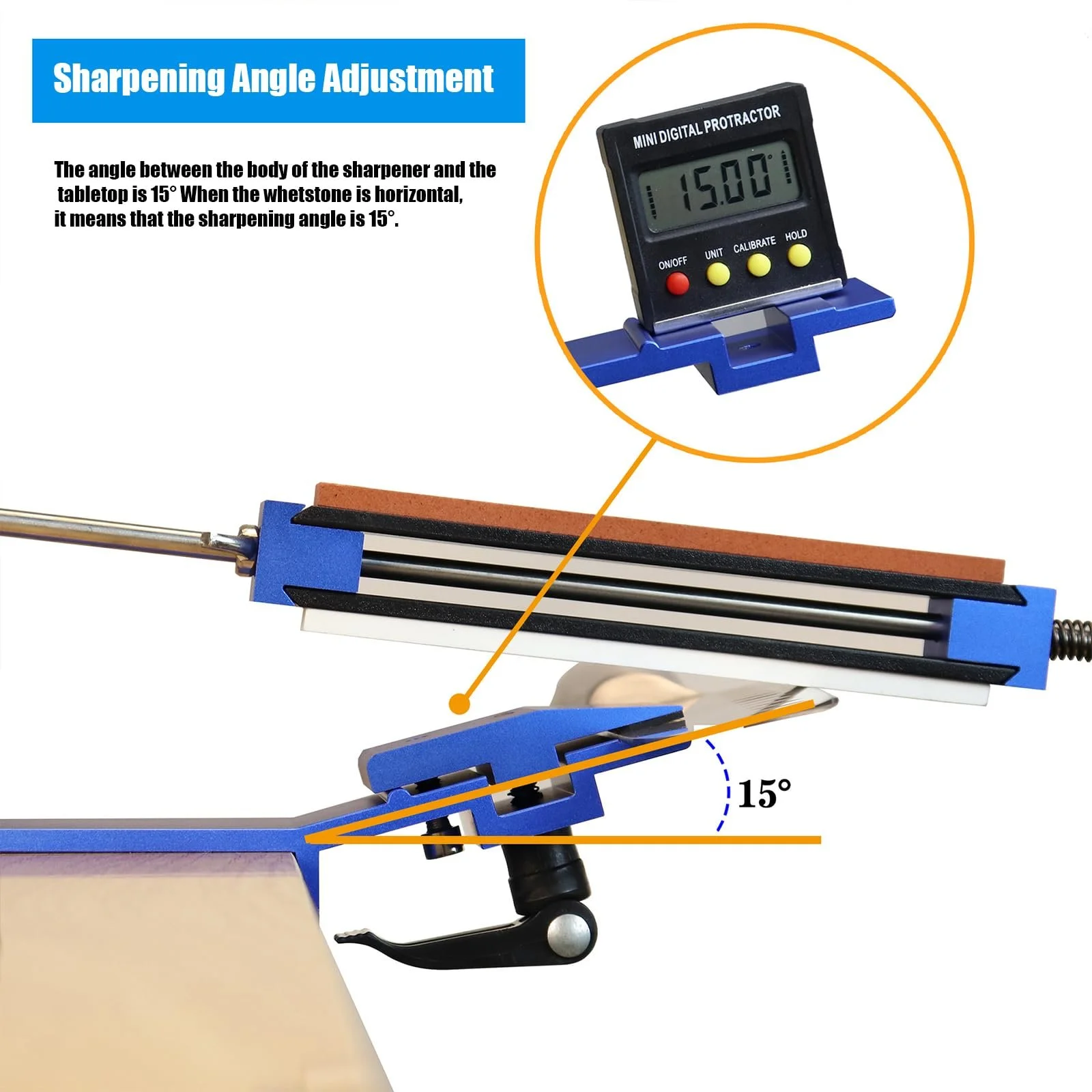 Точильна система для ножів професійна з фіксованим кутом та 8 каменями поворот на 360°, фото №4