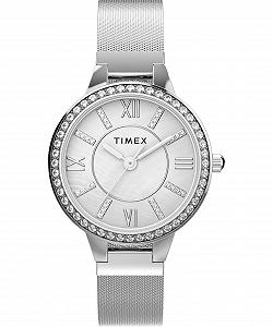 Жіночий годинник Timex Main Street 29 мм, сріблястий браслет зі сплаву, циферблат перламутровий, сріблястий корпус TW2Y30400 - Фото 1