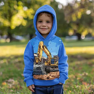 Худи CM-Kid для мальчиков, с длинными рукавами, 3D-принтом, детский свитшот, динозавр, грузовик, экскаватор, размеры 92-134, для детей 1-10 лет synthetic.ua - Фото 1