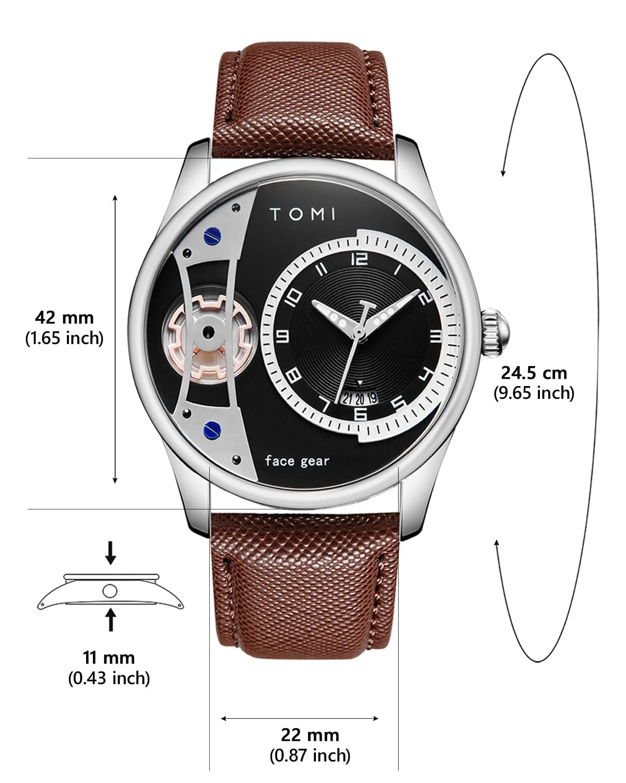 Чоловічий аналоговий годинник CIVO Кварцовий з датою та шкіряним ремінцем, фото №6 Чоловічий аналоговий годинник CIVO Кварцовий з датою та шкіряним ремінцем, фото №6