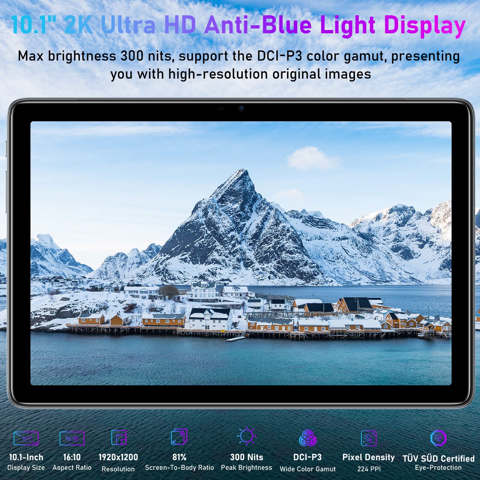 Планшет DOOGEE T10 10 дюймів Android 4G LTE Dual 15GB RAM + 128GB ROM/TF 1TB, 8300mAh, 13MP + 8MP, 1200 x 1920 IPS, Octa Core, Гральний Планшет, Widevine L1/Type-C/BT 5/OTG/GPS/3.5mm аудіо, фото №2