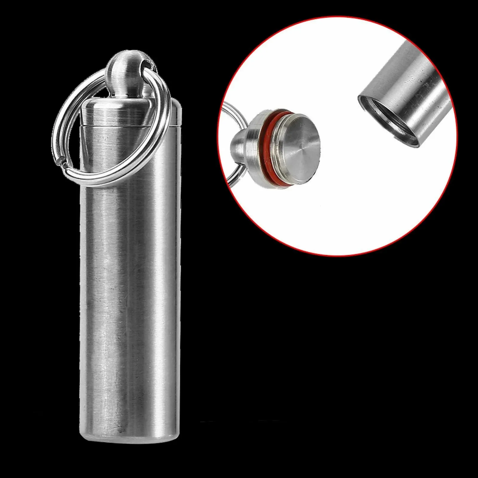 Контейнер для таблеток з нержавіючої сталі з кільцем для ключів для подорожей, кемпінгу та надзвичайних ситуацій, фото №6