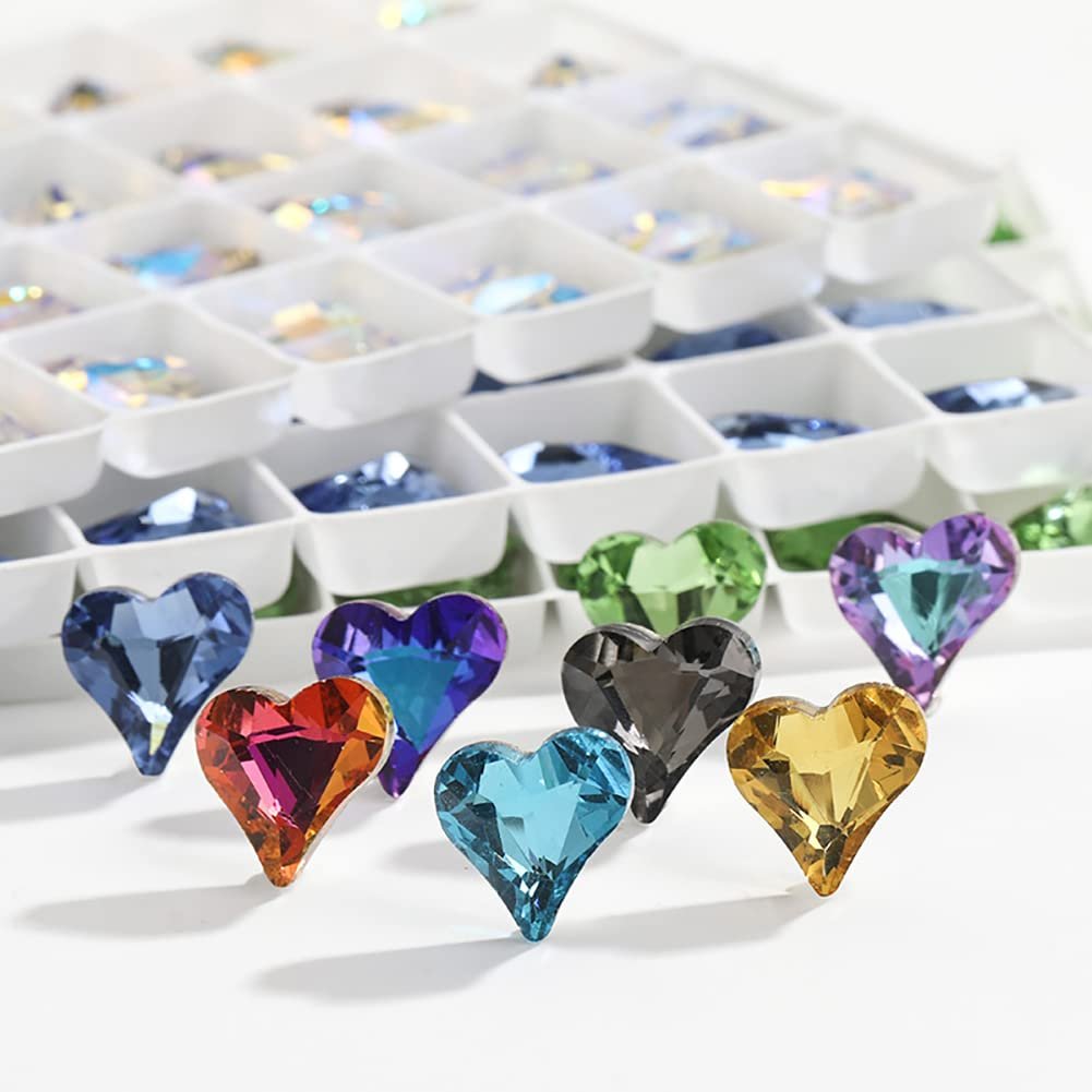 Стразы для ногтей Сердцевидные стеклянные бусины 3D кристаллы для ногтей 12 x 13 мм, 40 шт, фото №6