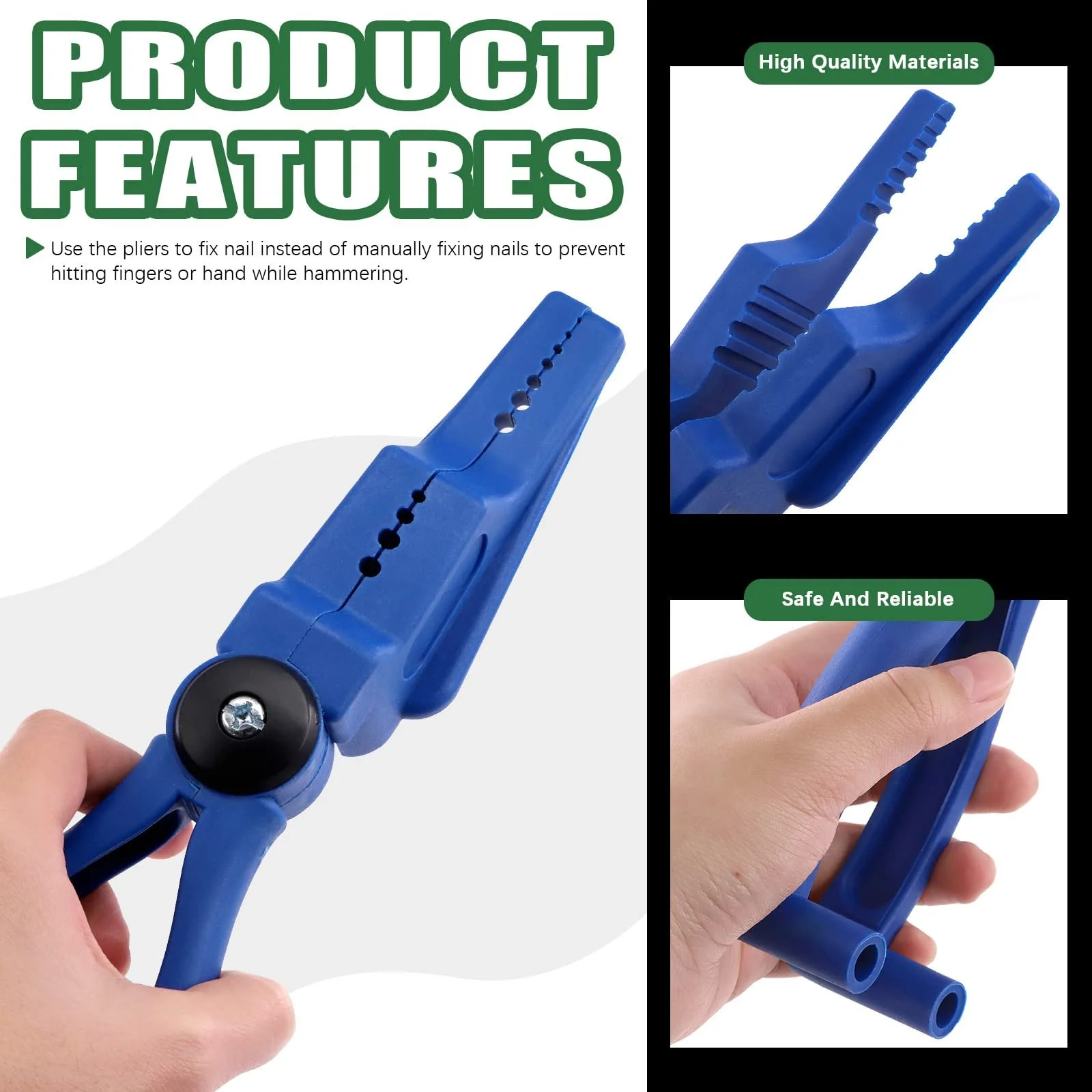 Держатель гвоздей Keadic Пластиковые Плоскогубцы для безопасной забивки гвоздей Защита пальцев от ударов, фото №3 Держатель гвоздей Keadic Пластиковые Плоскогубцы для безопасной забивки гвоздей Защита пальцев от ударов, фото №3