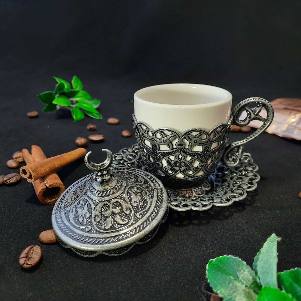 Турецкая чашка Демитас Acar с блюдцем 100 мл Темное серебро, фото №8 Турецкая чашка Демитас Acar с блюдцем 100 мл Темное серебро, фото №8