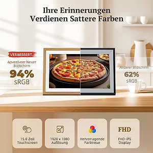 Цифровая фоторамка Apveelveer 15.6" WiFi 1920 x 1080 FHD IPS Touch Screen 32 ГБ Oak Wood 94% sRGB synthetic.ua - Фото 1