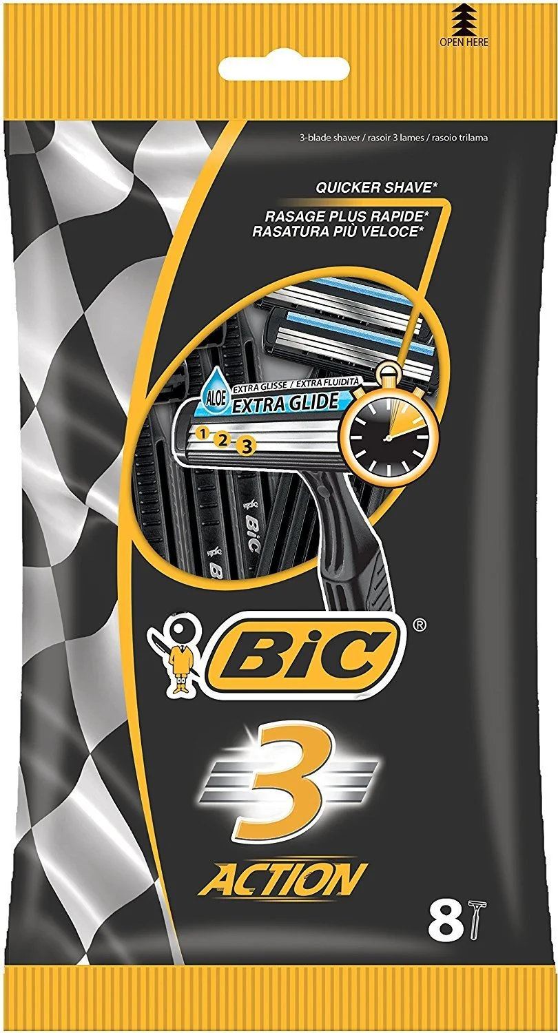 Одноразовые бритвы BIC 3 Action 8 шт., фото №1