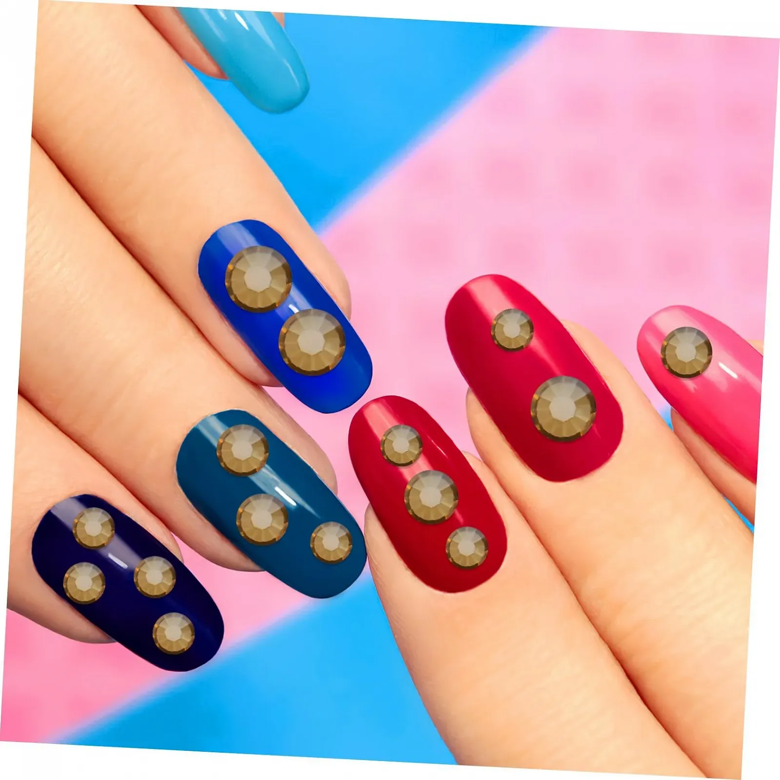 Стразы для ногтей FRCOLOR, 4320 шт., золотой цвет, акриловые драгоценности для приклеивания, набор страз для ногтей, женские украшения, стразы Mass SS10, хрустальное стекло, фото №9