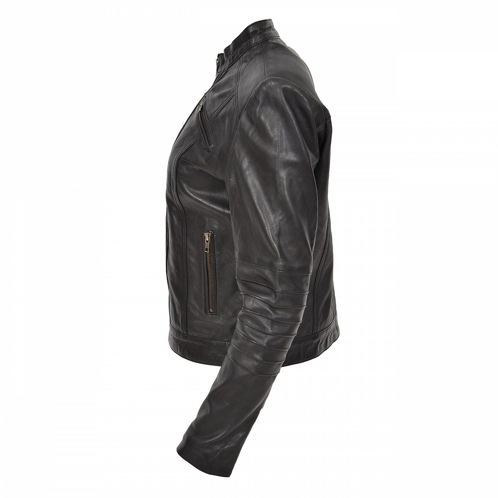 Жіноча куртка A1 FASHION GOODS Biker зі шкіри, чорна, фото №6